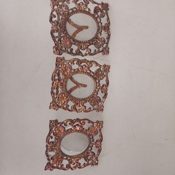 Antique VTG Metal Picture Frames lot of 3 Ornate Heavy Cast Iron 3 x 4 - Picture 5 of 8